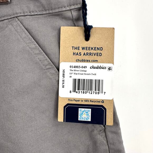 Chubbies The Silver Linings Flat Front Stretch Twill Shorts in gray Size 40 - Picture 4 of 7